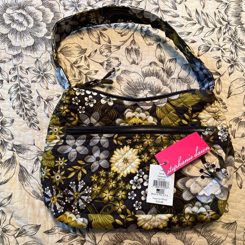 Floral Shoulder Bag - Black and Green